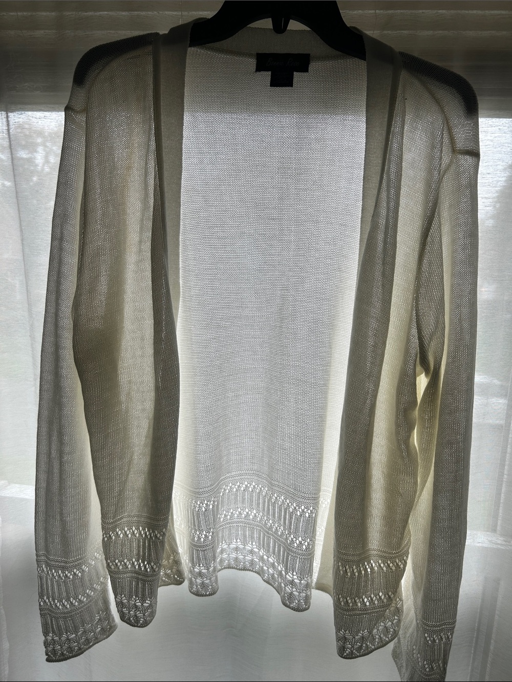 Bonnie Rose  White Open-Front Knit Cardigan with Lace Hem